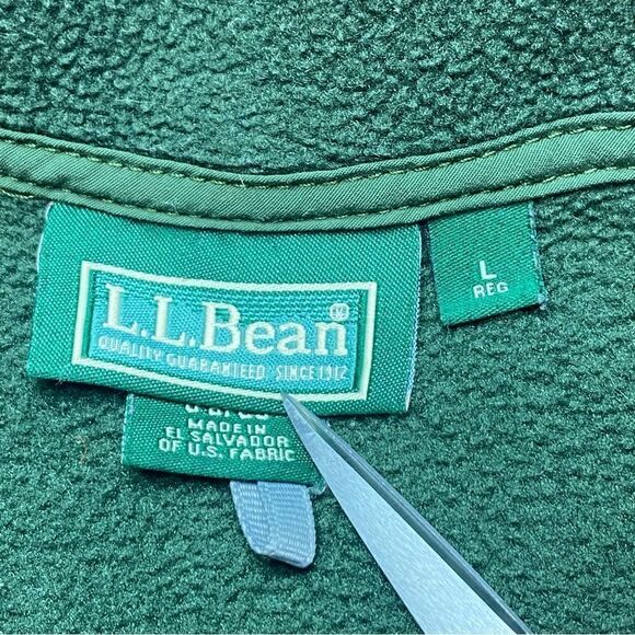 L.L. Bean Vintage Green T Snap Fleece Pullover Size Large - Picture 3 of 11
